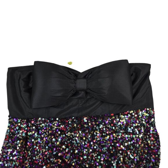 Anthropologie Atsu Sequin Bow Tie Strapless Mini Dress Size 24 24W - Picture 5 of 7